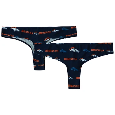 Women's Concepts Sport Navy Denver Broncos Mosaic All Over Print Thong