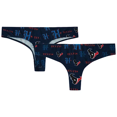 Women's Concepts Sport Navy Houston Texans Mosaic All Over Print Thong
