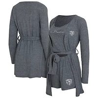 Women's Concepts Sport  Heather Navy Chicago Bears Rigor Tank, Short & Robe Set