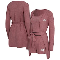 Women's Concepts Sport  Heather Red Tampa Bay Buccaneers Rigor Tank, Short & Robe Set