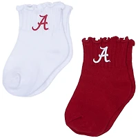 Infant ZooZatz White/Crimson Alabama Crimson Tide Two-Pack Lettuce Hem Socks
