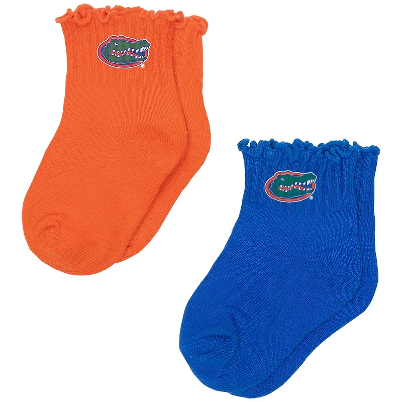 Infant ZooZatz Orange/Royal Florida Gators Two-Pack Lettuce Hem Socks