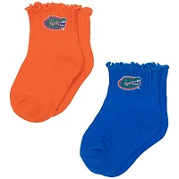 Infant ZooZatz Orange/Royal Florida Gators Two-Pack Lettuce Hem Socks