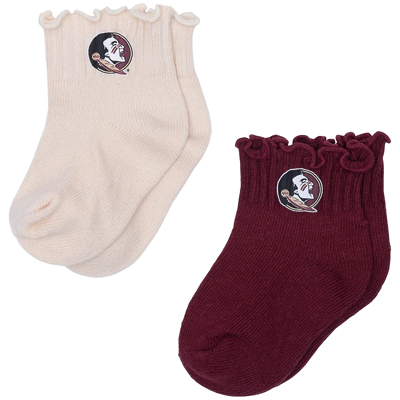Infant ZooZatz Cream/Garnet Florida State Seminoles Two-Pack Lettuce Hem Socks