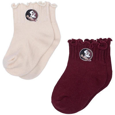 Infant ZooZatz Cream/Garnet Florida State Seminoles Two-Pack Lettuce Hem Socks