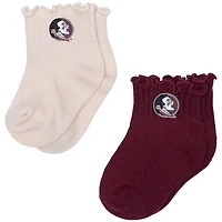 Infant ZooZatz Cream/Garnet Florida State Seminoles Two-Pack Lettuce Hem Socks