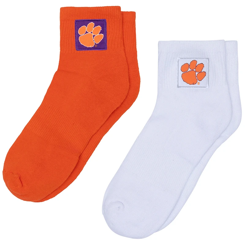 Women's ZooZatz Orange/White Clemson Tigers Two-Pack Quarter-Length Socks