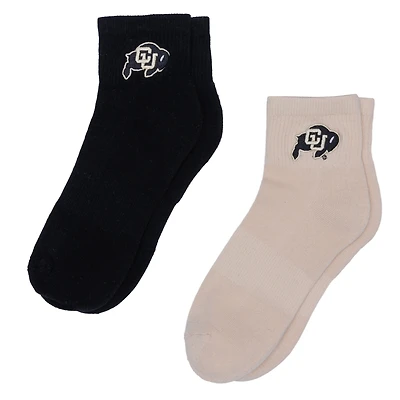 Women's ZooZatz Cream/Black Colorado Buffaloes Two-Pack Quarter-Length Socks