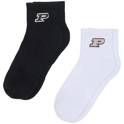 Women's ZooZatz White/Black Purdue Boilermakers Two-Pack Quarter-Length Socks