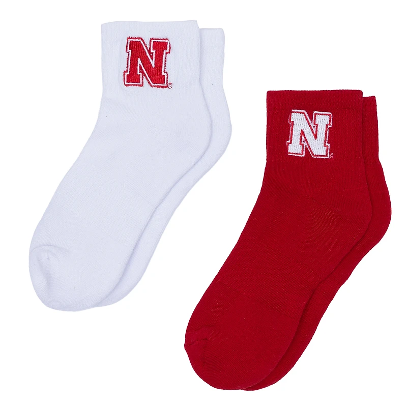 Women's ZooZatz Scarlet/White Nebraska Huskers Two-Pack Quarter-Length Socks