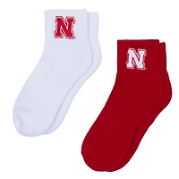 Women's ZooZatz Scarlet/White Nebraska Huskers Two-Pack Quarter-Length Socks