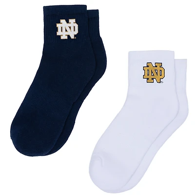 Women's ZooZatz White/Navy Notre Dame Fighting Irish Two-Pack Quarter-Length Socks