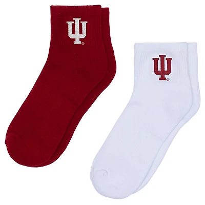 Women's ZooZatz White/Crimson Indiana Hoosiers Two-Pack Quarter-Length Socks