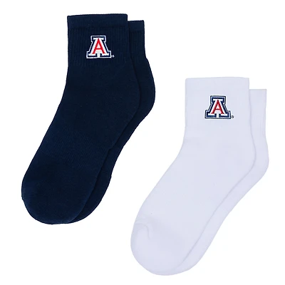 Women's ZooZatz White/Navy Arizona Wildcats Two-Pack Quarter-Length Socks