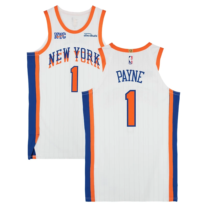 Cameron Payne New York Knicks Game-Used #1 White Nike City Edition Jersey vs. Washington Wizards on March 22, 2025 - Size 46+4