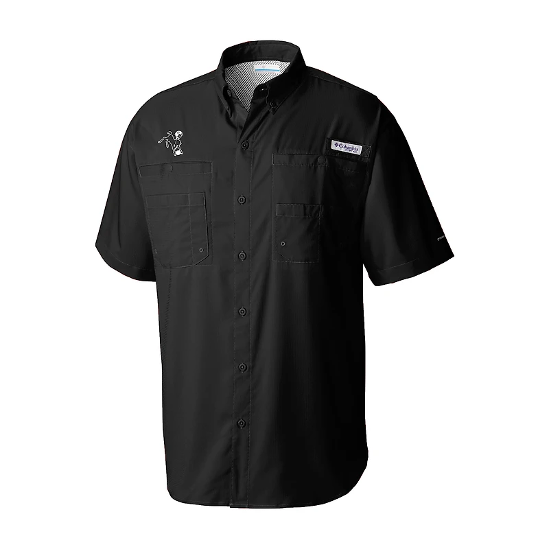 Men's Columbia Black Indianapolis Colts Throwback Logo Tamiami Omni-Shade Button-Down Shirt