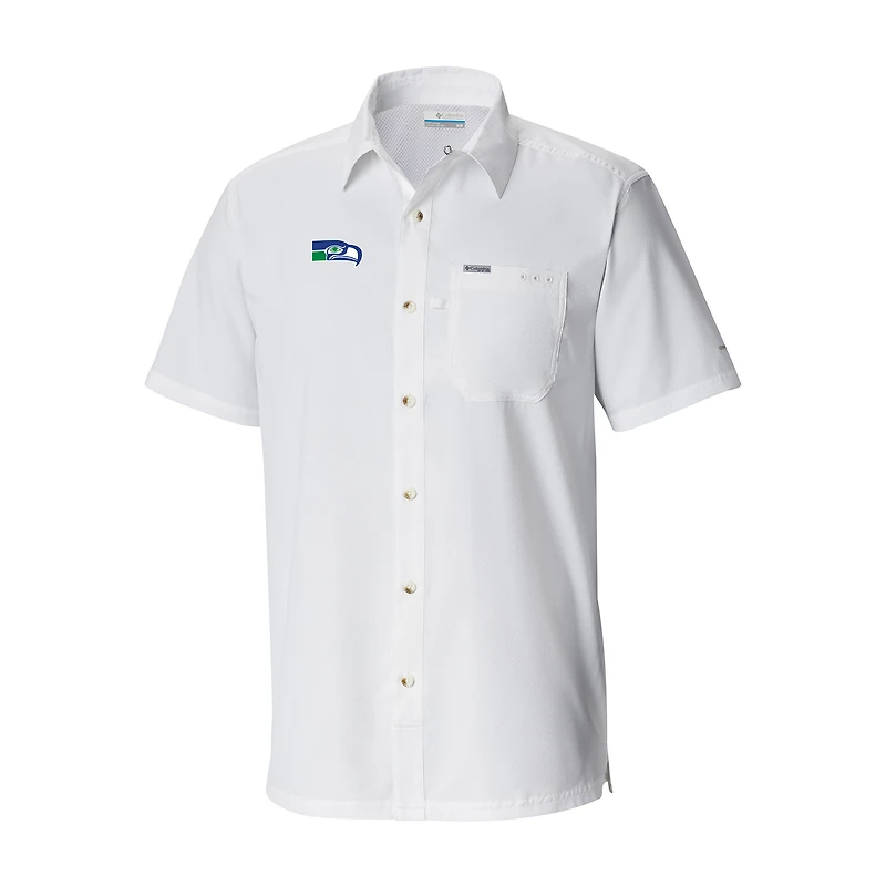 Men's Columbia Seattle Seahawks Slack Tide Omni-Wick Throwback Logo Button-Up Camp Shirt