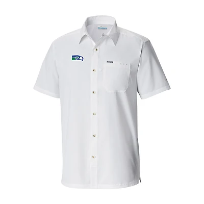 Men's Columbia Seattle Seahawks Slack Tide Omni-Wick Throwback Logo Button-Up Camp Shirt