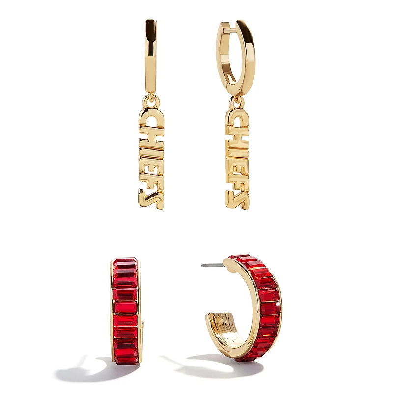BaubleBar Kansas City Chiefs Baguette Hoop Earring Set of 2