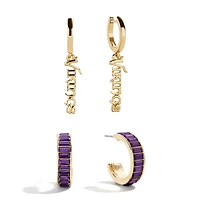 BaubleBar Minnesota Vikings Baguette Hoop Earring Set of 2