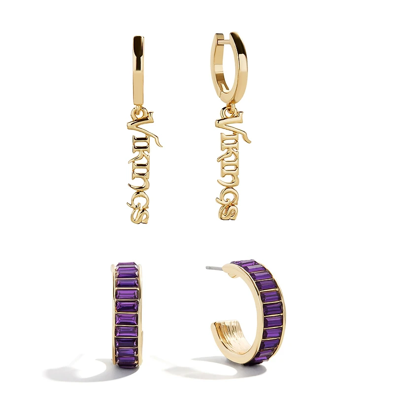BaubleBar Minnesota Vikings Baguette Hoop Earring Set of 2