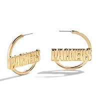 BaubleBar Green Bay Packers Wordmark Hoop Earrings