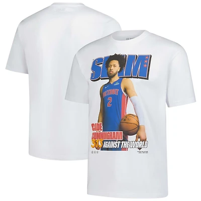 Unisex SLAM Cade Cunningham White Detroit Pistons April/May 2025 Cover Graphic T-Shirt
