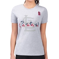 Women's G-III 4Her by Carl Banks  Heather Gray St. Louis Cardinals Super-Slim Fit Lightweight Shadow Logo Graphic T-Shirt