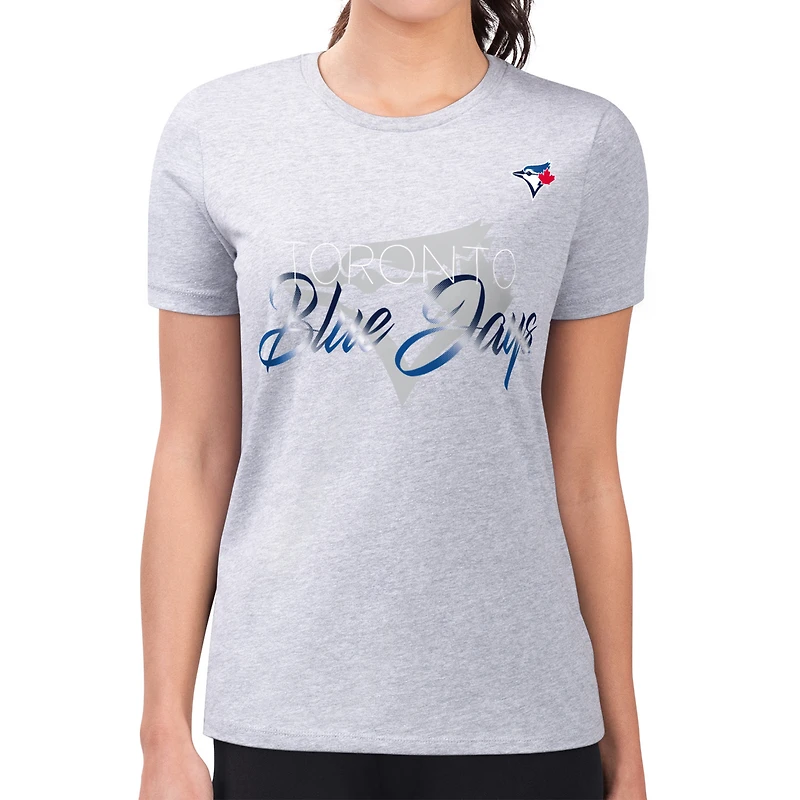 Women's G-III 4Her by Carl Banks  Heather Gray Toronto Blue Jays Super-Slim Fit Lightweight Shadow Logo Graphic T-Shirt
