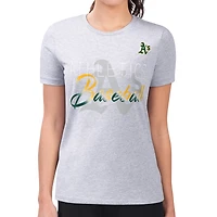 Women's G-III 4Her by Carl Banks  Heather Gray Athletics Super-Slim Fit Lightweight Shadow Logo Graphic T-Shirt