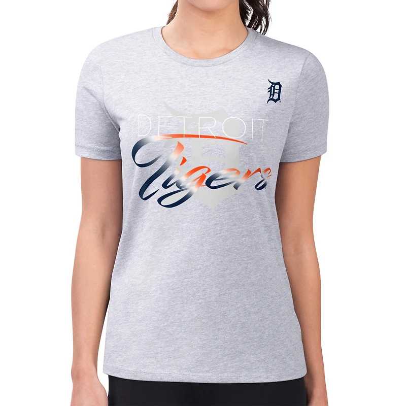 Women's G-III 4Her by Carl Banks  Heather Gray Detroit Tigers Super-Slim Fit Lightweight Shadow Logo Graphic T-Shirt
