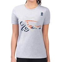 Women's G-III 4Her by Carl Banks  Heather Gray Detroit Tigers Super-Slim Fit Lightweight Shadow Logo Graphic T-Shirt