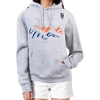 Women's G-III 4Her by Carl Banks Heather Gray New York Mets Shadow Logo Graphic Pullover Hoodie