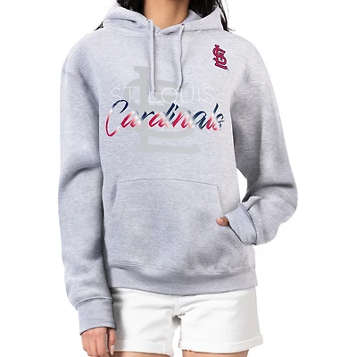 Women's G-III 4Her by Carl Banks Heather Gray St. Louis Cardinals Shadow Logo Graphic Pullover Hoodie