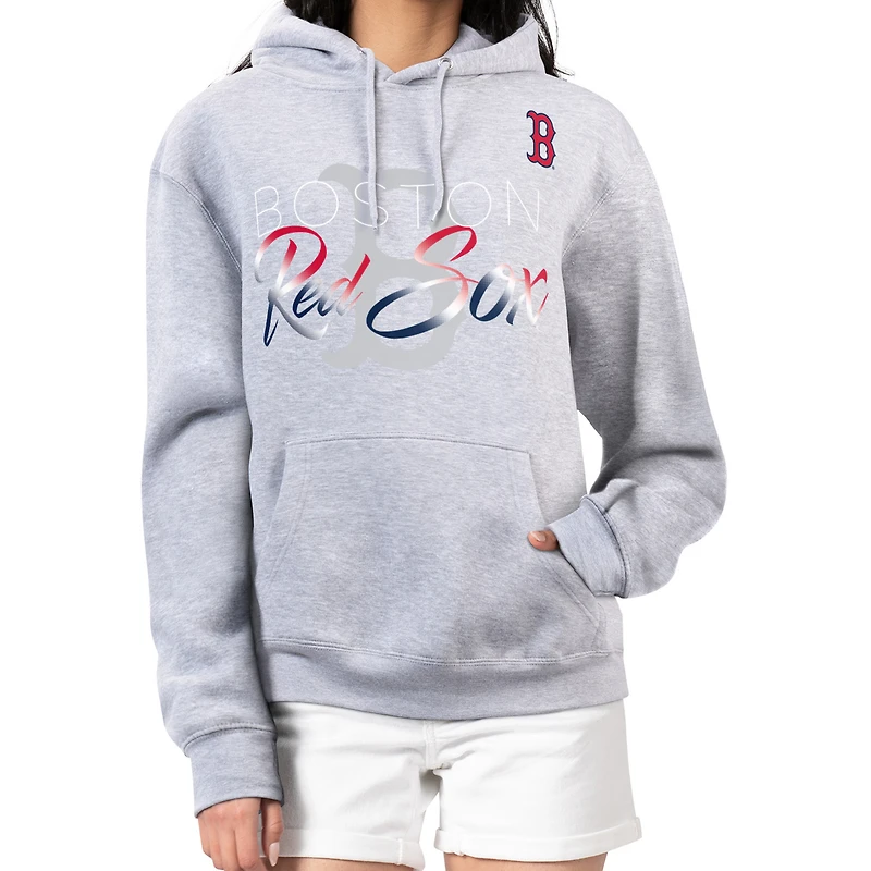 Women's G-III 4Her by Carl Banks Heather Gray Boston Red Sox Shadow Logo Graphic Pullover Hoodie