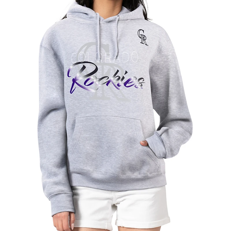Women's G-III 4Her by Carl Banks Heather Gray Colorado Rockies Shadow Logo Graphic Pullover Hoodie