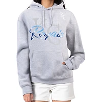 Women's G-III 4Her by Carl Banks Heather Gray Kansas City Royals Shadow Logo Graphic Pullover Hoodie