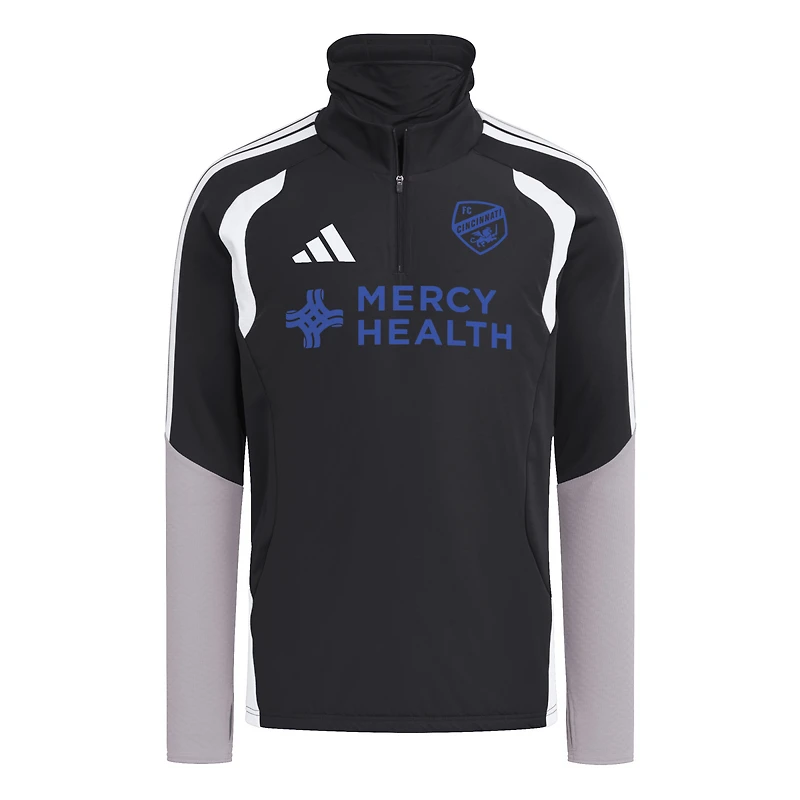 Men's adidas Black FC Cincinnati Competition Winterized Hooded Quarter-Zip Top