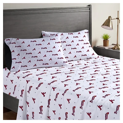 Pegasus Atlanta Braves Four-Piece Queen Sheet Set