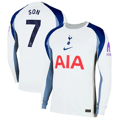 Men's Nike Son Heung-Min White Tottenham Hotspur 2025/26 Home Replica Long Sleeve Jersey