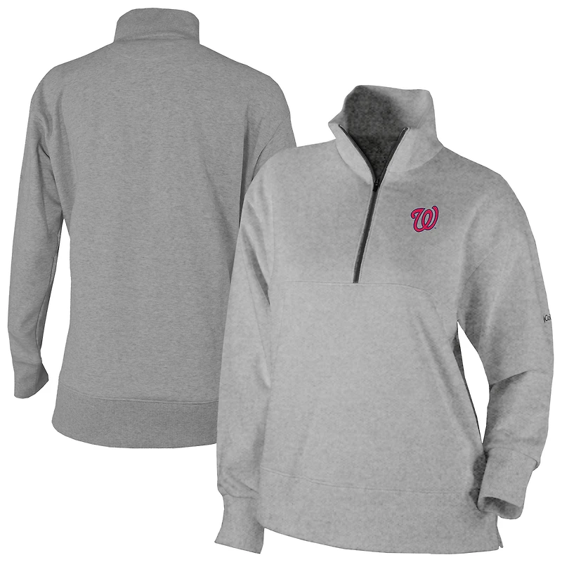 Women's Columbia Gray Washington Nationals Birchwood Hills Quarter-Zip Pullover