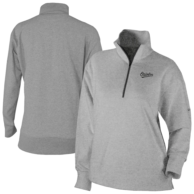 Women's Columbia Gray Baltimore Orioles Birchwood Hills Quarter-Zip Pullover