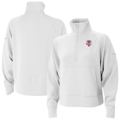 Women's Columbia White Minnesota Twins Wickhams Hills Raglan Omni-Wick Quarter-Zip Pullover
