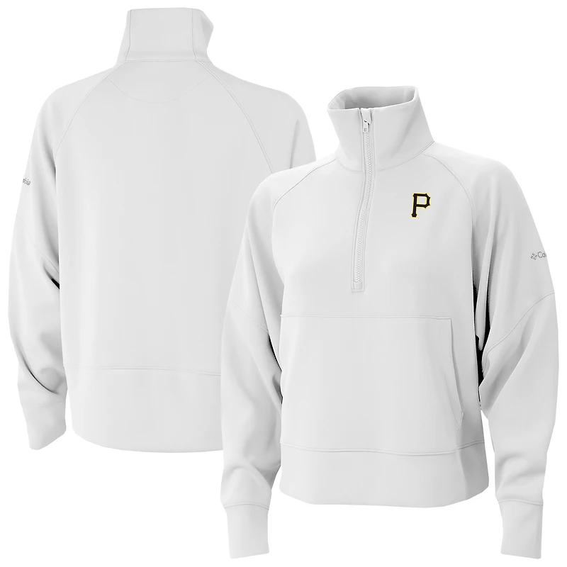 Women's Columbia White Pittsburgh Pirates Wickhams Hills Raglan Omni-Wick Quarter-Zip Pullover