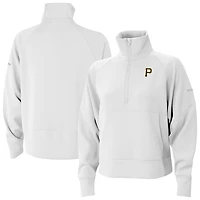 Women's Columbia White Pittsburgh Pirates Wickhams Hills Raglan Omni-Wick Quarter-Zip Pullover
