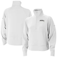 Women's Columbia White San Diego Padres Wickhams Hills Raglan Omni-Wick Quarter-Zip Pullover