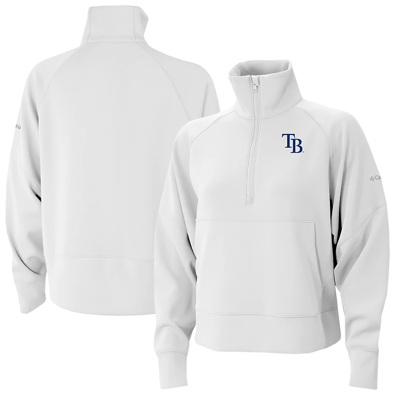 Women's Columbia White Tampa Bay Rays Wickhams Hills Raglan Omni-Wick Quarter-Zip Pullover
