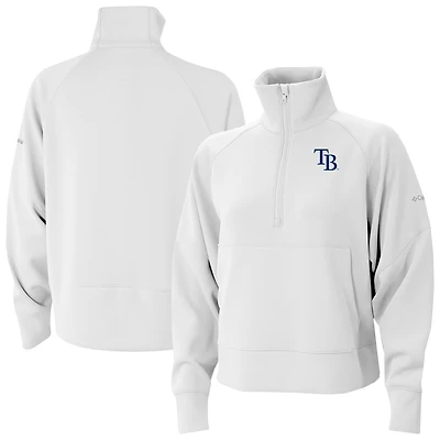 Women's Columbia White Tampa Bay Rays Wickhams Hills Raglan Omni-Wick Quarter-Zip Pullover