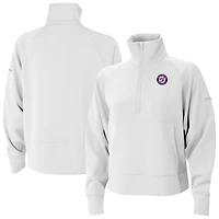 Women's Columbia White Washington Nationals Wickhams Hills Raglan Omni-Wick Quarter-Zip Pullover