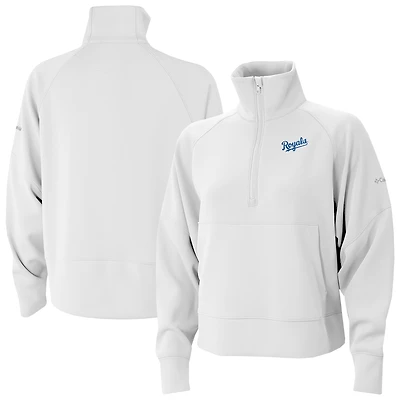 Women's Columbia White Kansas City Royals Wickhams Hills Raglan Omni-Wick Quarter-Zip Pullover